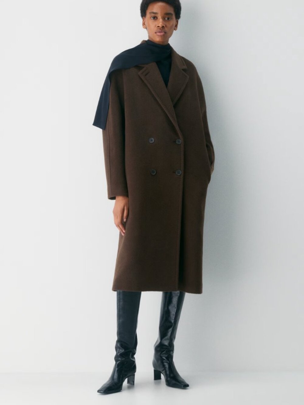 Aritzia Babaton The Slouch Coat Italian Camel Wool Brown Size L Retail $375.00 - Picture 12 of 16